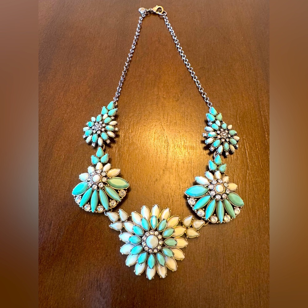 J. Crew Turquoise and Cream Statement Necklace